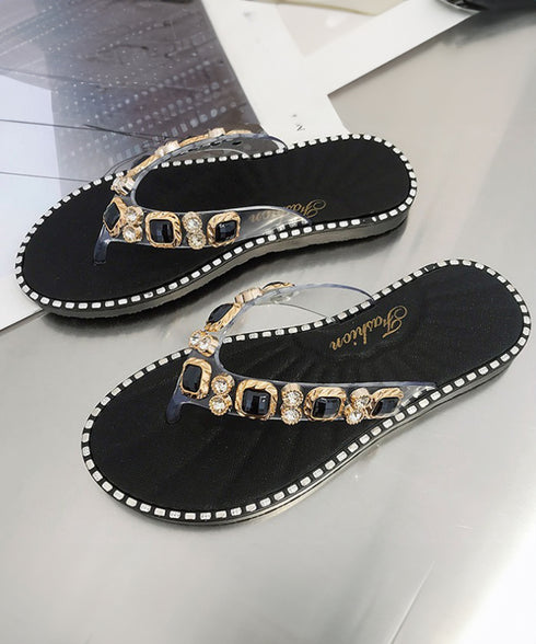 ビジュートングサンダル大人可愛いスリッパ 韓国風ぺたんこサンダルきれいめ 歩きやすいサンダル レディース 疲れないラインストーンサンダル 痛くないフラットシューズ 97XIE-001
