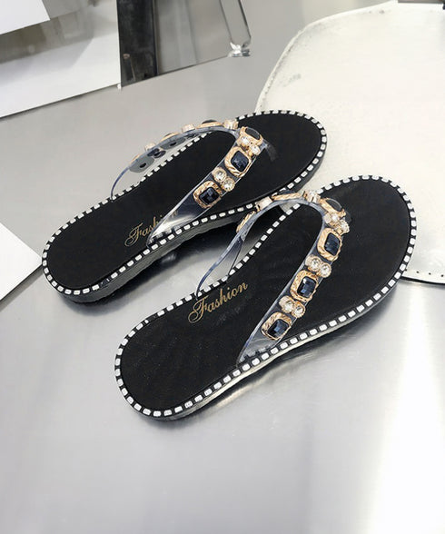 ビジュートングサンダル大人可愛いスリッパ 韓国風ぺたんこサンダルきれいめ 歩きやすいサンダル レディース 疲れないラインストーンサンダル 痛くないフラットシューズ 97XIE-001