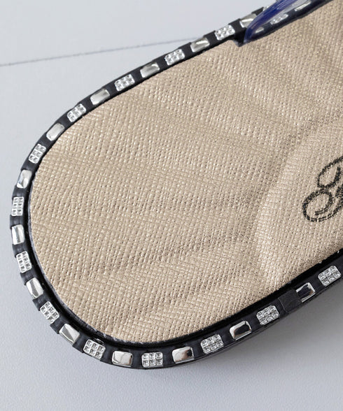 ビジュートングサンダル大人可愛いスリッパ 韓国風ぺたんこサンダルきれいめ 歩きやすいサンダル レディース 疲れないラインストーンサンダル 痛くないフラットシューズ 97XIE-001