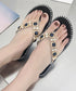 ビジュートングサンダル大人可愛いスリッパ 韓国風ぺたんこサンダルきれいめ 歩きやすいサンダル レディース 疲れないラインストーンサンダル 痛くないフラットシューズ 97XIE-001