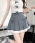 ボックスプリーツスカート ミニスカート夏 レディース ハイウエスト ショート丈スカート インナーパンツ付き Aラインスカート 裾レース ボリューム 細見えスカート 98AWEI-001