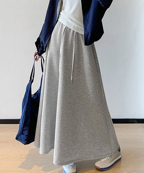 スウェットロングスカート 美脚 春秋冬 レディース スカート ウエストゴム マキシ リラックススカート 無地 Aラインスカート きれいめ カジュアル 通勤 通学 98CHAYA-002