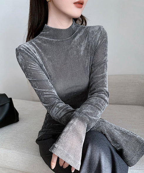 プチハイネック 長袖 インナートップス レディース 春秋新作 韓国風 おしゃれカットソー上品 きれいめ スリムフィット 薄手 トレンド 無地 トップス セクシー 98LAIJEN-001