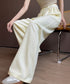 レースワイドイージーパンツ韓国風ボトムス イージー ストレートパンツ レディースボトムス ハイウエスト 着やせ 美脚脚長ロングパンツ 薄手 お洒落セミワイドパンツ 98SENGY-001
