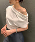 オフショルダーTシャツ カットソー 半袖 ワンショルトップス レディース アシンメトリー おしゃれ 肌見せ 夏服 ワンショルダーカットソー 韓国風セクシーTシャツ 98XIANNF-001