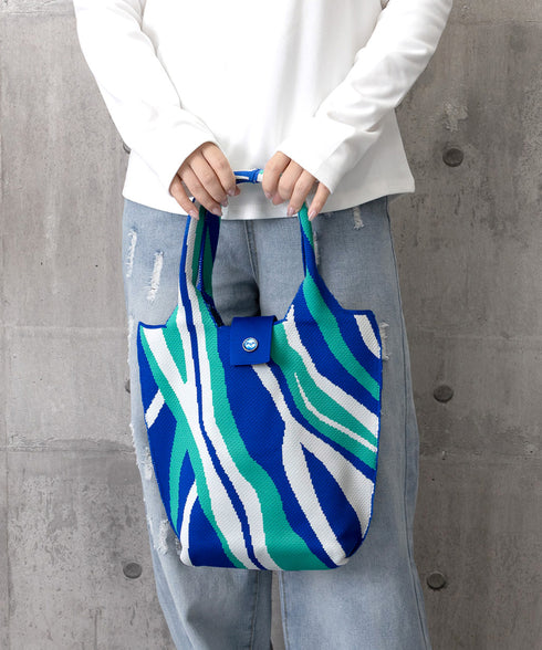 ニットバッグ レディース マルシェバッグ 可愛い ニット編み 縦型 トートバッグ おしゃれ サブバッグ 軽量 折り畳める鞄 ボタン付き ランチバッグ 手提げバッグ 98YILI-002