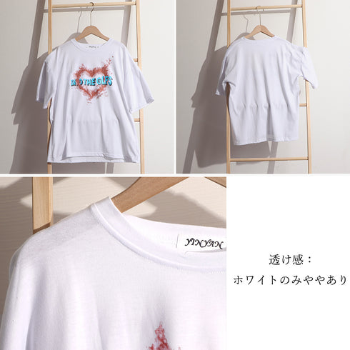半袖Tシャツ レディース 可愛い 愛のパターンプリント tシャツ 夏 ゆったり 韓国ファッション 98AMYI-002