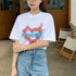 半袖Tシャツ レディース 可愛い 愛のパターンプリント tシャツ 夏 ゆったり 韓国ファッション 98AMYI-002