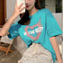 半袖Tシャツ レディース 可愛い 愛のパターンプリント tシャツ 夏 ゆったり 韓国ファッション 98AMYI-002