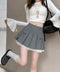 ボックスプリーツスカート ミニスカート夏 レディース ハイウエスト ショート丈スカート インナーパンツ付き Aラインスカート 裾レース ボリューム 細見えスカート 98AWEI-001
