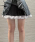 ボックスプリーツスカート ミニスカート夏 レディース ハイウエスト ショート丈スカート インナーパンツ付き Aラインスカート 裾レース ボリューム 細見えスカート 98AWEI-001