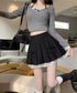 ボックスプリーツスカート ミニスカート夏 レディース ハイウエスト ショート丈スカート インナーパンツ付き Aラインスカート 裾レース ボリューム 細見えスカート 98AWEI-001