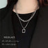 チョーカーネックレス チェーン 2連 2点セット ネックレス スクエアペンダント アクセサリー レディース シンプル 大人 女性 98AX-001