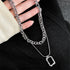 チョーカーネックレス チェーン 2連 2点セット ネックレス スクエアペンダント アクセサリー レディース シンプル 大人 女性 98AX-001