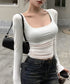 チュール切り替え 長袖Tシャツレディース レイヤードトップス ギャル風 薄手無地 セクシー 修身スリム 韓国風カットソー おしゃれ 透けインナー 着回し 98BNYA-001