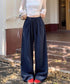 ワイドシルエットシンプルスウェットパンツ レディース ルーズシルエット ズボン カジュアル パンツ ハイウエスト ゆったり 体型カバーボトムス ロングパンツ 98CHAY-001