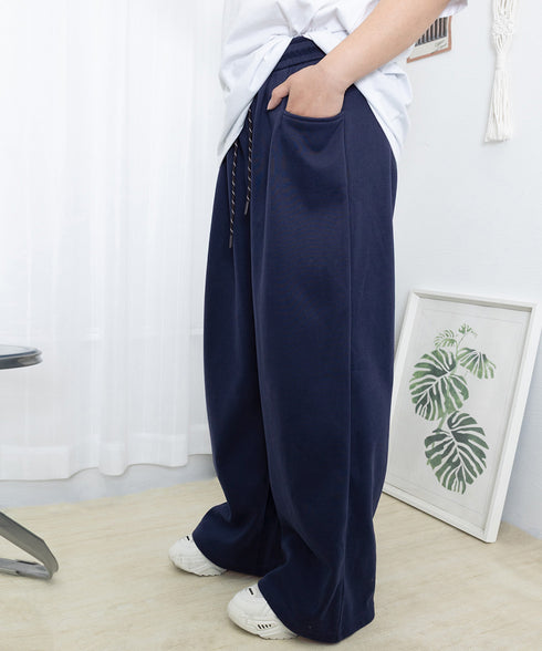 ワイドシルエットシンプルスウェットパンツ レディース ルーズシルエット ズボン カジュアル パンツ ハイウエスト ゆったり 体型カバーボトムス ロングパンツ 98CHAY-001