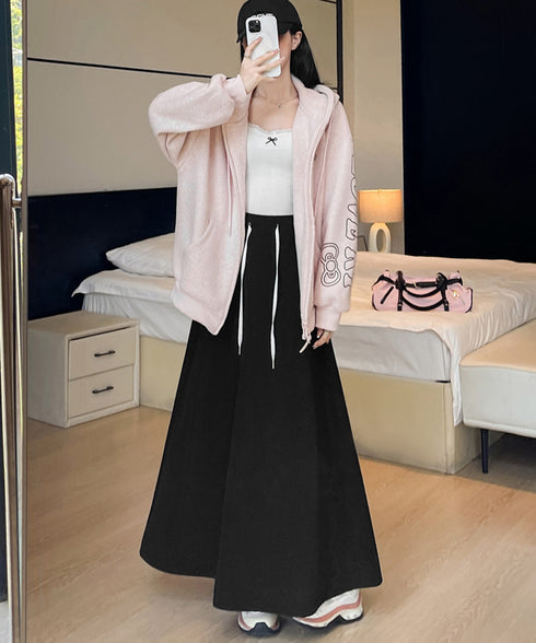 スウェットロングスカート 美脚 春秋冬 レディース スカート ウエストゴム マキシ リラックススカート 無地 Aラインスカート きれいめ カジュアル 通勤 通学 98CHAYA-002