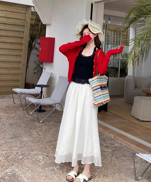 裾フリルレースホルターネックタンクトップ パッド付きレースブラトップ セクシー 背中見せ レディース 無地 キャミソール 大人可愛い ショート丈 インナートップス 98CHUNC-002