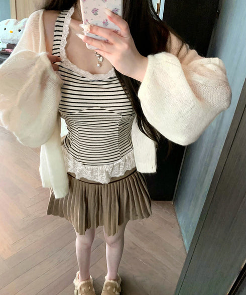 裾フリルレースホルターネックタンクトップ パッド付きレースブラトップ セクシー 背中見せ レディース 無地 キャミソール 大人可愛い ショート丈 インナートップス 98CHUNC-002