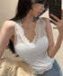 レースブラトップ パッド付きトップス セクシーレースインナー Vネックタンクトップ レディース 柔らかインナー 快適 レーストップス カジュアル おしゃれ 98CHUNC-003
