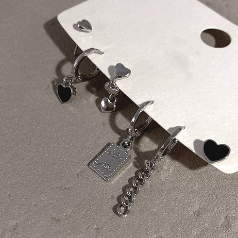 マルチ 揺れる フープピアス6個セット シルバー ハート レディース ファッション お洒落 組み合わせセット ピアス 人気 小物 韓国風 98CHUNDA-001