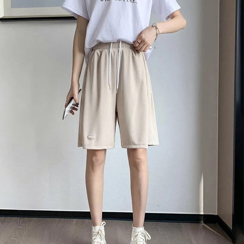 ショートパンツ カジュアルパンツ 韓国風 レディース ワイドパンツ ハイウエスト 半ズボン ウエストゴム 運動着 ボトムス 五分丈 接触 冷感 パンツ 夏 98CLAN-001
