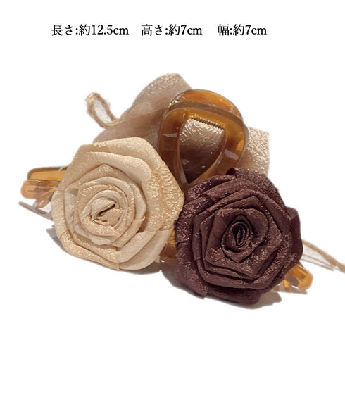 バンスクリップ 大きめ ローズ フラワー レディース 花 ヘアクリップ バレッタ 大人女性 お洒落 ヘアアクセサリー 髪飾り クリップ 結婚式 可愛い まとめ髪 98DIQIAN-001