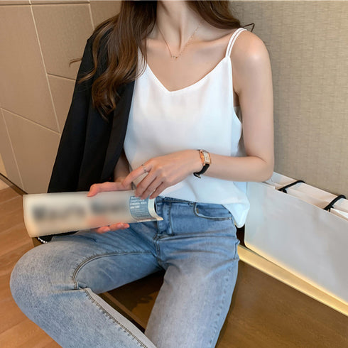 シフォン キャミソール バッククロス 夏 レディース カジュアル タンクトップ ノースリーブ インナー お洒落 98DLMI-001