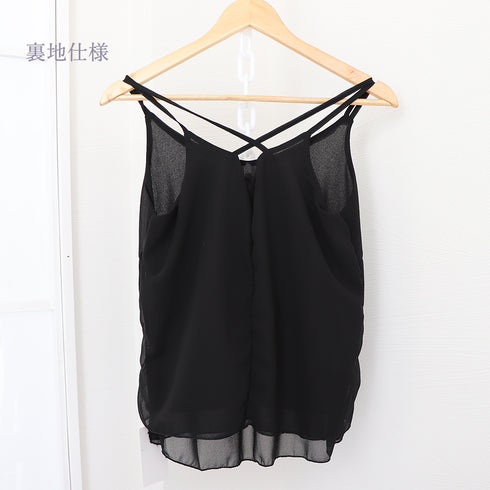 シフォン キャミソール バッククロス 夏 レディース カジュアル タンクトップ ノースリーブ インナー お洒落 98DLMI-001