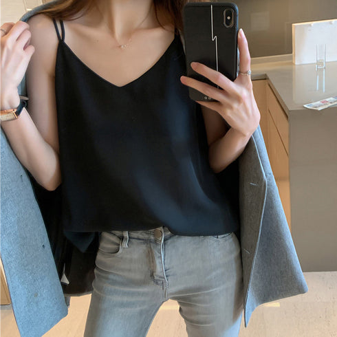 シフォン キャミソール バッククロス 夏 レディース カジュアル タンクトップ ノースリーブ インナー お洒落 98DLMI-001