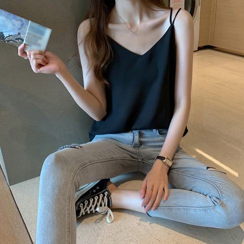 シフォン キャミソール バッククロス 夏 レディース カジュアル タンクトップ ノースリーブ インナー お洒落 98DLMI-001