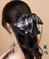 チェック柄 リボン バンスクリップ大きめ 韓国風 おしゃれ ヘアアクセサリー 大人可愛い ヘアアレンジ 簡単髪留め カジュアル 誕生日 リボンクリップ プレゼント 98DUOXI-001