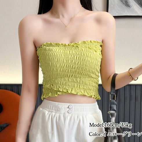 クロスシャーリング キャミソール2WAY おしゃれ チューブトップ 可愛い ベアトップ カップ付き レディース セクシー ショート丈トップス 下着タンクトップ 98HAOSJ-001
