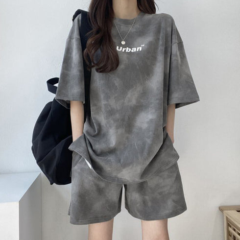 スポーツウェア レディース 春夏 半袖 タイダイ柄 ショートパンツ Tシャツ 上下セット 薄手 可愛い おしゃれ 98HJ-001