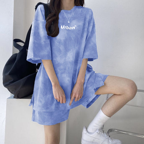スポーツウェア レディース 春夏 半袖 タイダイ柄 ショートパンツ Tシャツ 上下セット 薄手 可愛い おしゃれ 98HJ-001