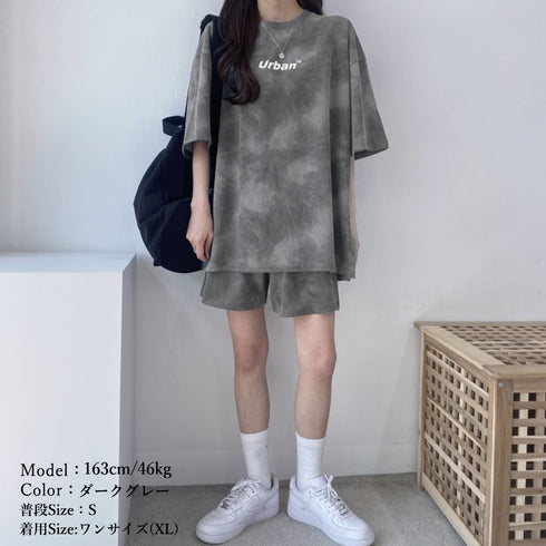 スポーツウェア レディース 春夏 半袖 タイダイ柄 ショートパンツ Tシャツ 上下セット 薄手 可愛い おしゃれ 98HJ-001