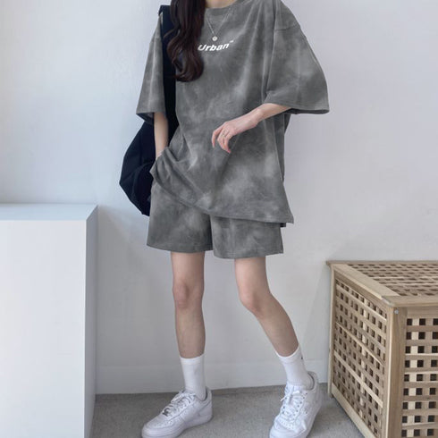 スポーツウェア レディース 春夏 半袖 タイダイ柄 ショートパンツ Tシャツ 上下セット 薄手 可愛い おしゃれ 98HJ-001