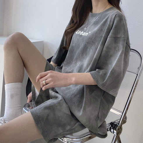 スポーツウェア レディース 春夏 半袖 タイダイ柄 ショートパンツ Tシャツ 上下セット 薄手 可愛い おしゃれ 98HJ-001