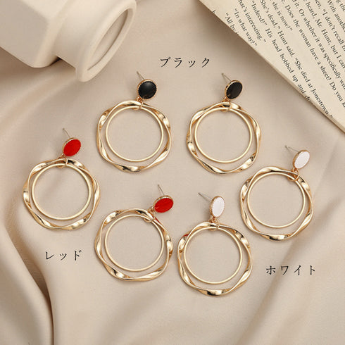 ピアス 2連フープピアス 幾何学模様 レディース おしゃれ ゴールド 変形 ジュエリー 韓国風 揺れる 個性的 人気 98HMEI-001