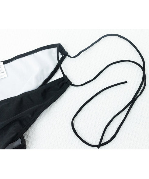 バックリボン ホルターネック水着 ビキニ レディース フロントクロス セクシースイムウェア ワンカラー リゾート水遊び水着 華奢見え シンプル水着 98HURUN-001