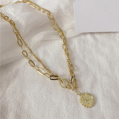 チェーン ネックレス 新作 ネックレス コインペンダント レディース 韓国ファッション アクセサリー 98HXJ-001