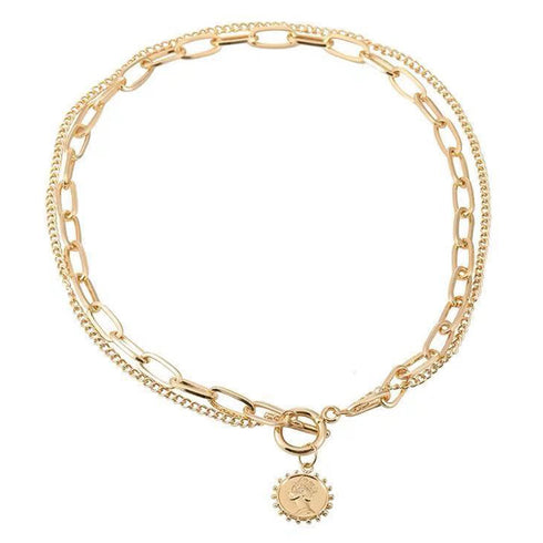 チェーン ネックレス 新作 ネックレス コインペンダント レディース 韓国ファッション アクセサリー 98HXJ-001