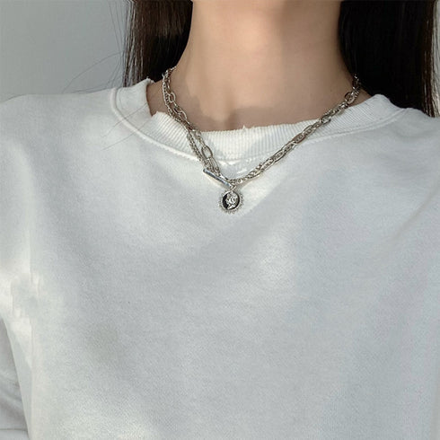 チェーン ネックレス 新作 ネックレス コインペンダント レディース 韓国ファッション アクセサリー 98HXJ-001
