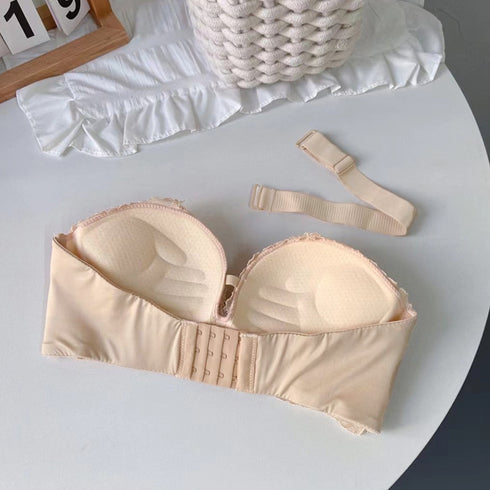 ストラップレス ブラ 落ちない 単品ブラジャー レース 超盛 インナー 美胸 レディース ランジェリー チューブトップ ノンワイヤー セクシー 98HZR-001