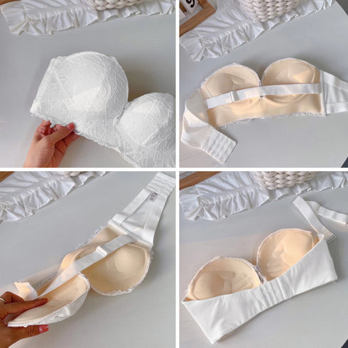 ストラップレス ブラ 落ちない 単品ブラジャー レース 超盛 インナー 美胸 レディース ランジェリー チューブトップ ノンワイヤー セクシー 98HZR-001