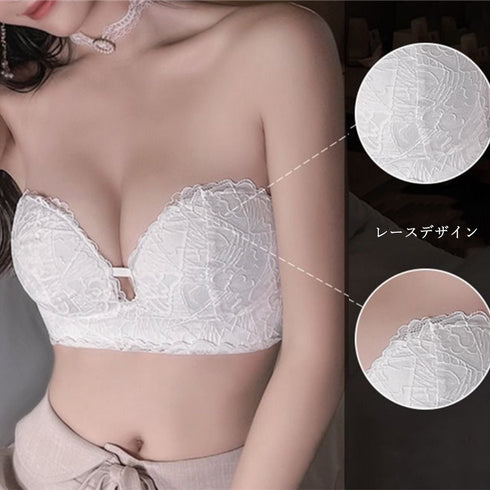 ストラップレス ブラ 落ちない 単品ブラジャー レース 超盛 インナー 美胸 レディース ランジェリー チューブトップ ノンワイヤー セクシー 98HZR-001