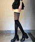 異素材切替 ロングソックス レディース 美脚脚長ソックス 大人可愛いハイソックス 韓国風 無地ソックス 膝上丈靴下 春秋 通勤通学 婦人靴下 薄手シアーソックス 98JIPSL-001