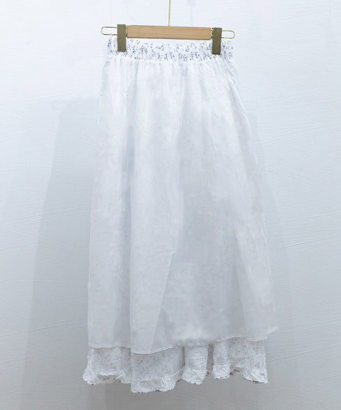 フリルティアード 小花柄 ロングスカート レディース ティアードスカート きれいめ 体型カバースカート着やせ 大人可愛い新作ハイウエストスカート 裏地付きスカート 98JLIY-001