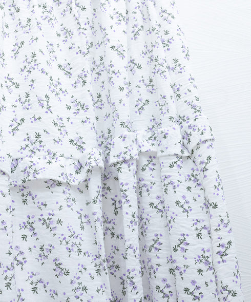 フリルティアード 小花柄 ロングスカート レディース ティアードスカート きれいめ 体型カバースカート着やせ 大人可愛い新作ハイウエストスカート 裏地付きスカート 98JLIY-001